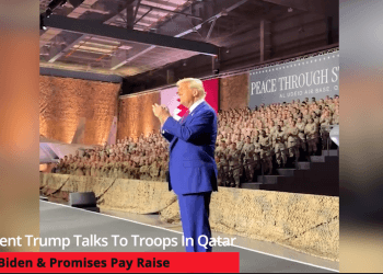 President Trump Talks To Troops In Qatar, Slams Biden & Promises Pay Raise